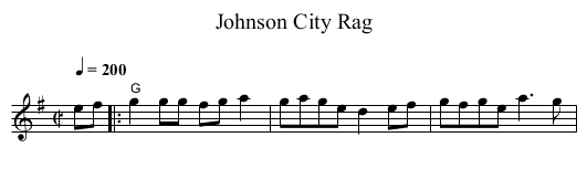 Johnson City Rag - staff notation