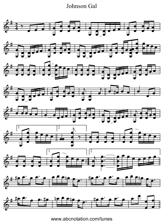 Johnson Gal - staff notation