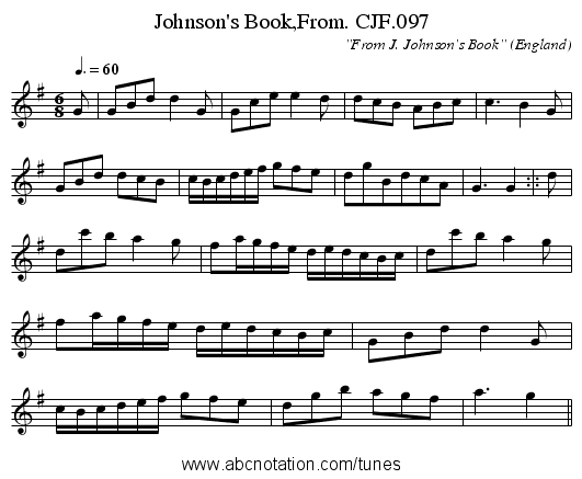 Johnson's Book,From. CJF.097 - staff notation