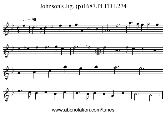 Johnson's Jig. (p)1687.PLFD1.274 - staff notation