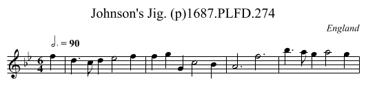 Johnson's Jig. (p)1687.PLFD.274 - staff notation
