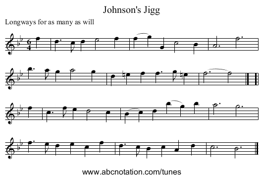 Johnson's Jigg - staff notation