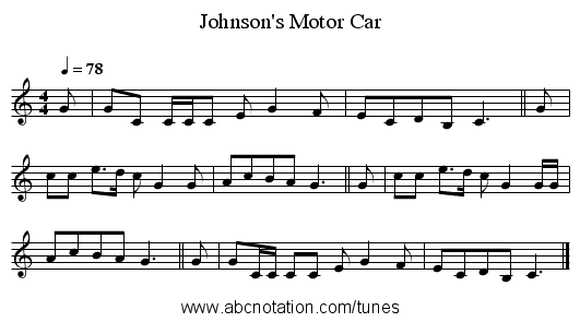 Johnson's Motor Car - staff notation