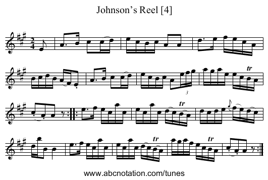 Johnson’s Reel [4] - staff notation