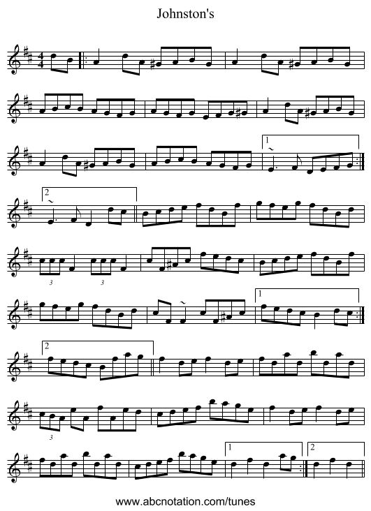 Johnston's - staff notation
