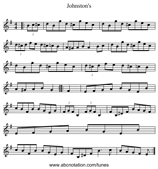 Johnston's - staff notation