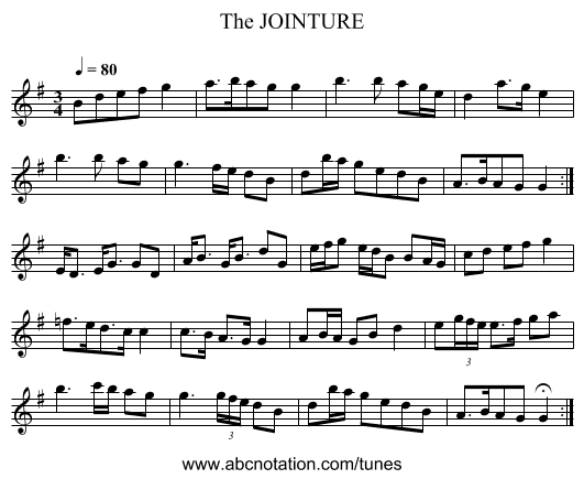 JOINTURE, The - staff notation