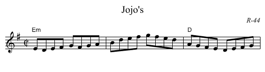 Jojo's - staff notation