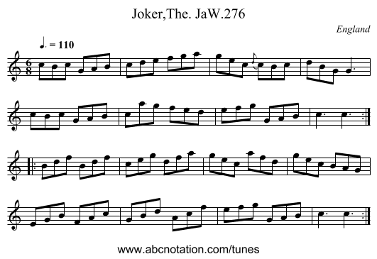 Joker,The. JaW.276 - staff notation