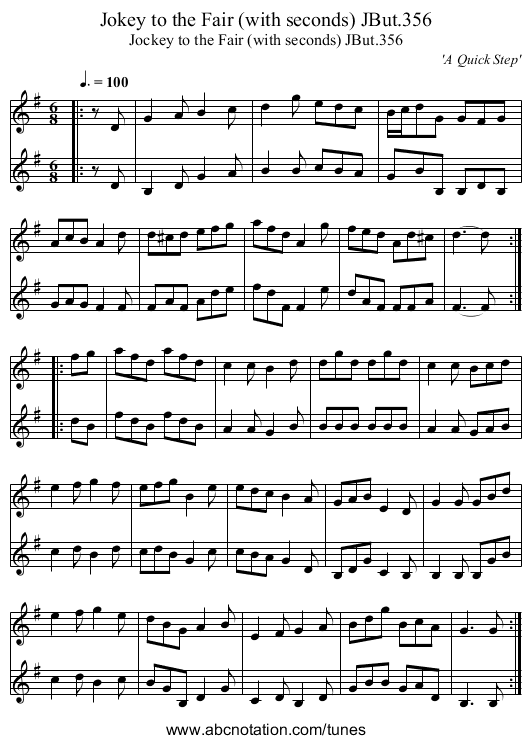 Jokey to the Fair (with seconds) JBut.356 - staff notation