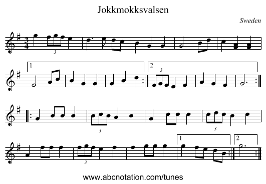 Jokkmokksvalsen - staff notation