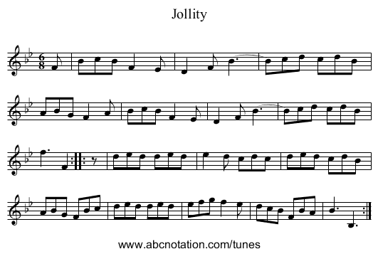 Jollity - staff notation