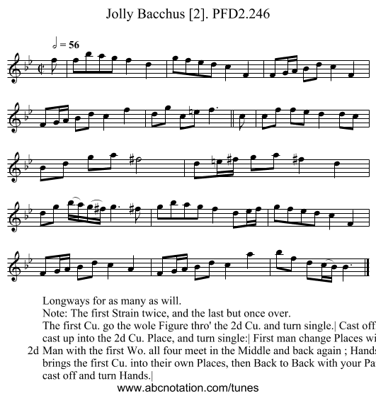 Jolly Bacchus [2]. PFD2.246 - staff notation