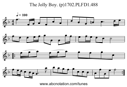 Jolly Boy. (p)1702.PLFD1.488, The - staff notation