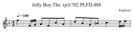 Jolly Boy,The. (p)1702.PLFD.488 - staff notation