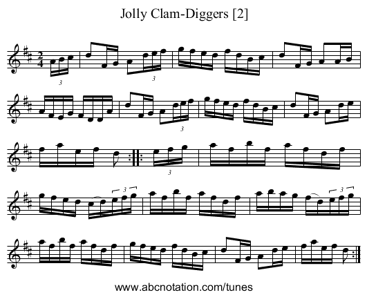 Jolly Clam-Diggers [2] - staff notation
