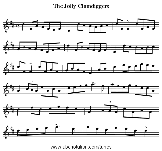 Jolly Clamdiggers, The - staff notation