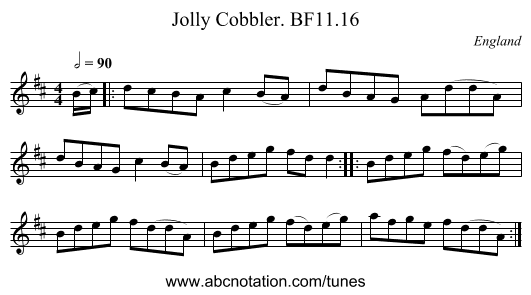 Jolly Cobbler. BF11.16 - staff notation