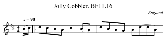 Jolly Cobbler. BF11.16 - staff notation
