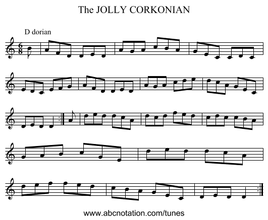 JOLLY CORKONIAN, The - staff notation