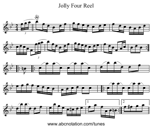 Jolly Four Reel - staff notation