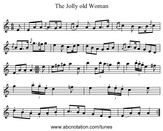 Jolly old Woman, The - staff notation