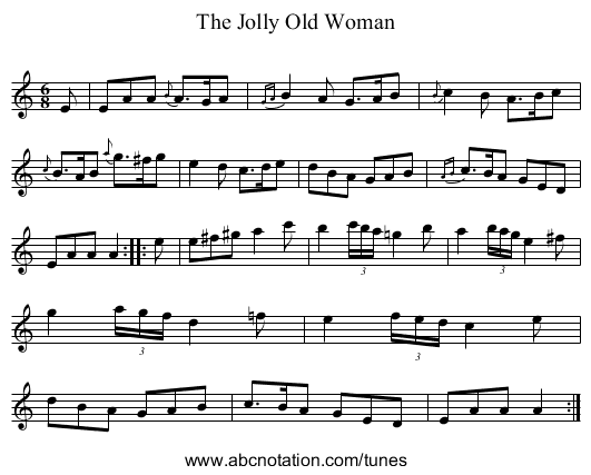 Jolly Old Woman, The - staff notation