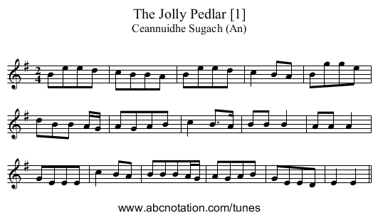 Jolly Pedlar [1], The - staff notation