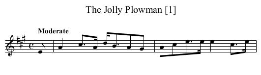 Jolly Plowman [1], The - staff notation