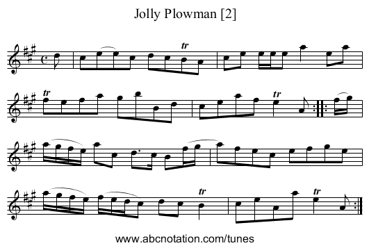 Jolly Plowman [2] - staff notation