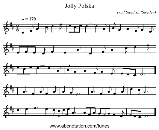 Jolly Polska - staff notation