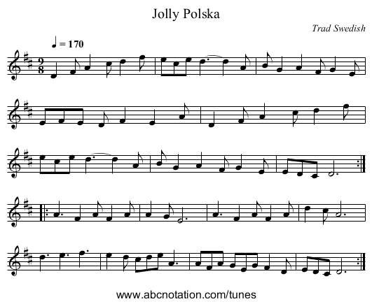 Jolly Polska - staff notation