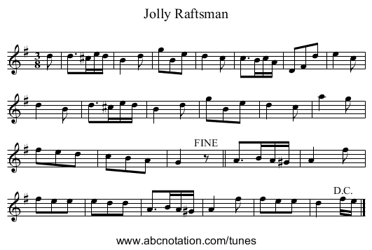 Jolly Raftsman - staff notation