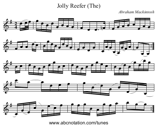 Jolly Reefer (The) - staff notation