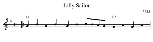Jolly Sailor - staff notation