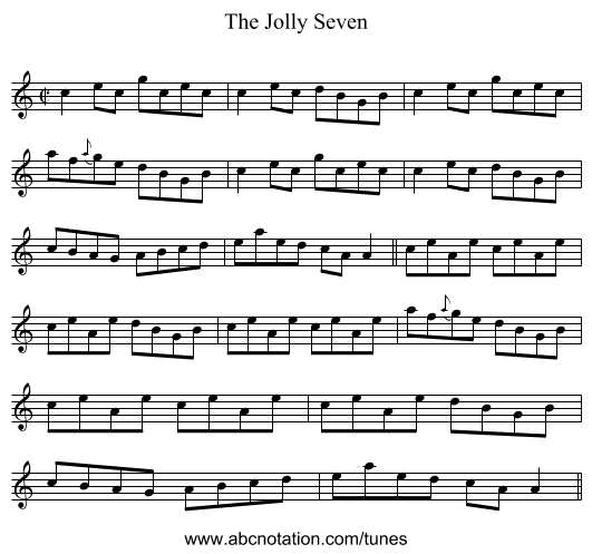 Jolly Seven, The - staff notation