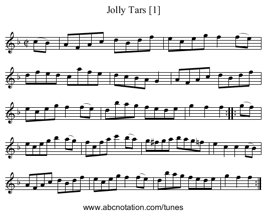 Jolly Tars [1] - staff notation