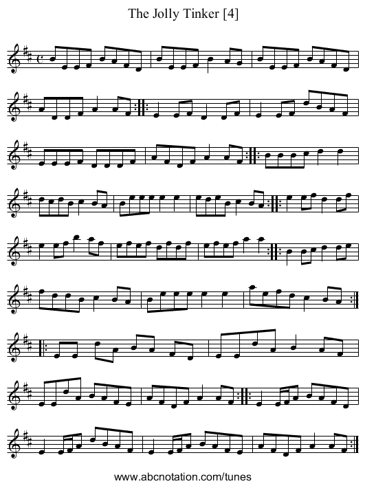 Jolly Tinker [4], The - staff notation