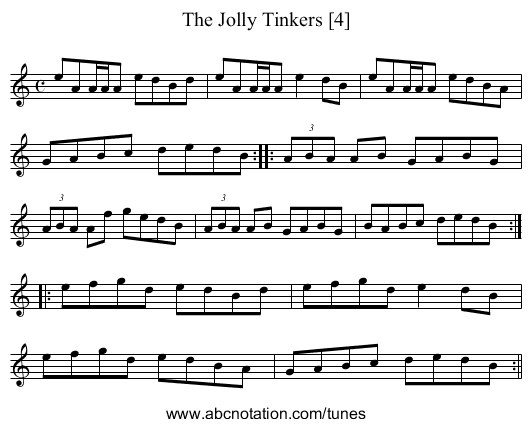 Jolly Tinkers [4], The - staff notation