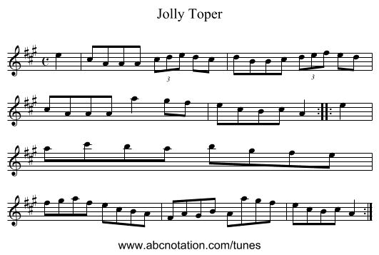 Jolly Toper - staff notation