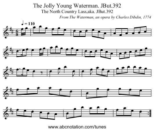 Jolly Young Waterman. JBut.392, The - staff notation