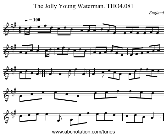 Jolly Young Waterman. THO4.081, The - staff notation