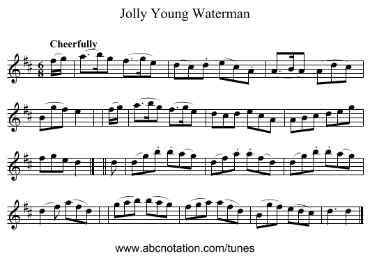 Jolly Young Waterman - staff notation