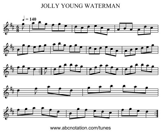 JOLLY YOUNG WATERMAN - staff notation