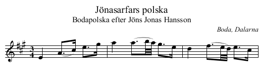 Jönasarfars polska - staff notation