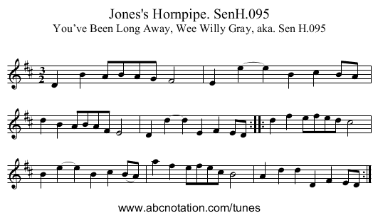 Jones's Hornpipe. SenH.095 - staff notation