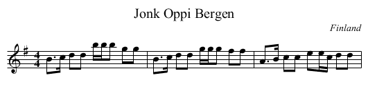 Jonk Oppi Bergen - staff notation