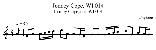 Jonney Cope. WI.014 - staff notation