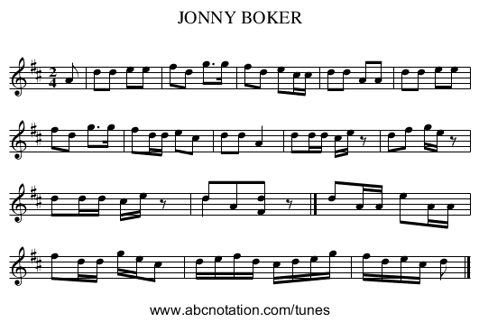 JONNY BOKER - staff notation