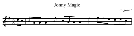 Jonny Magic - staff notation